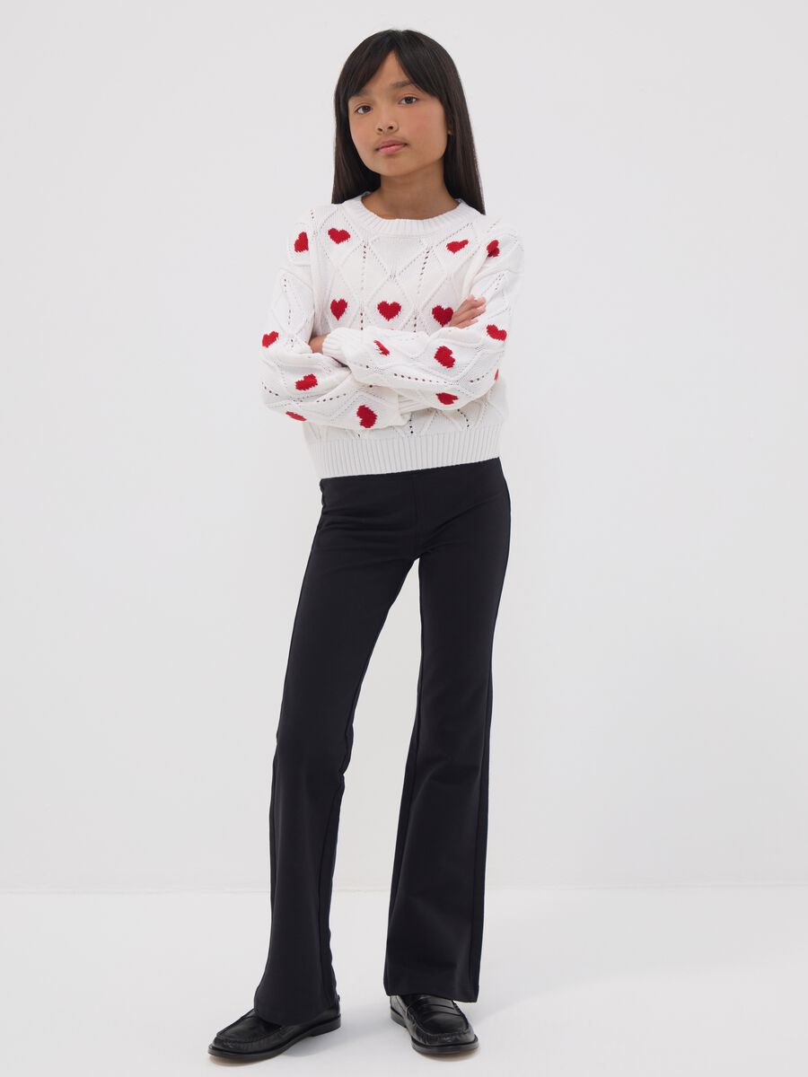 Girls&rsquo; black flared cotton-stretch treggings_0