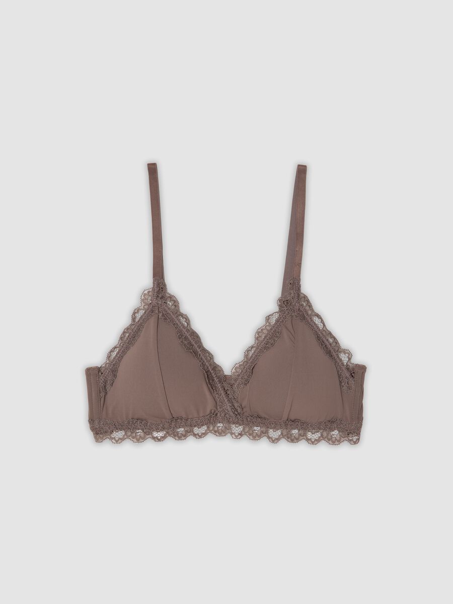Grey microfibre triangle bra with stretch and lace trim_4