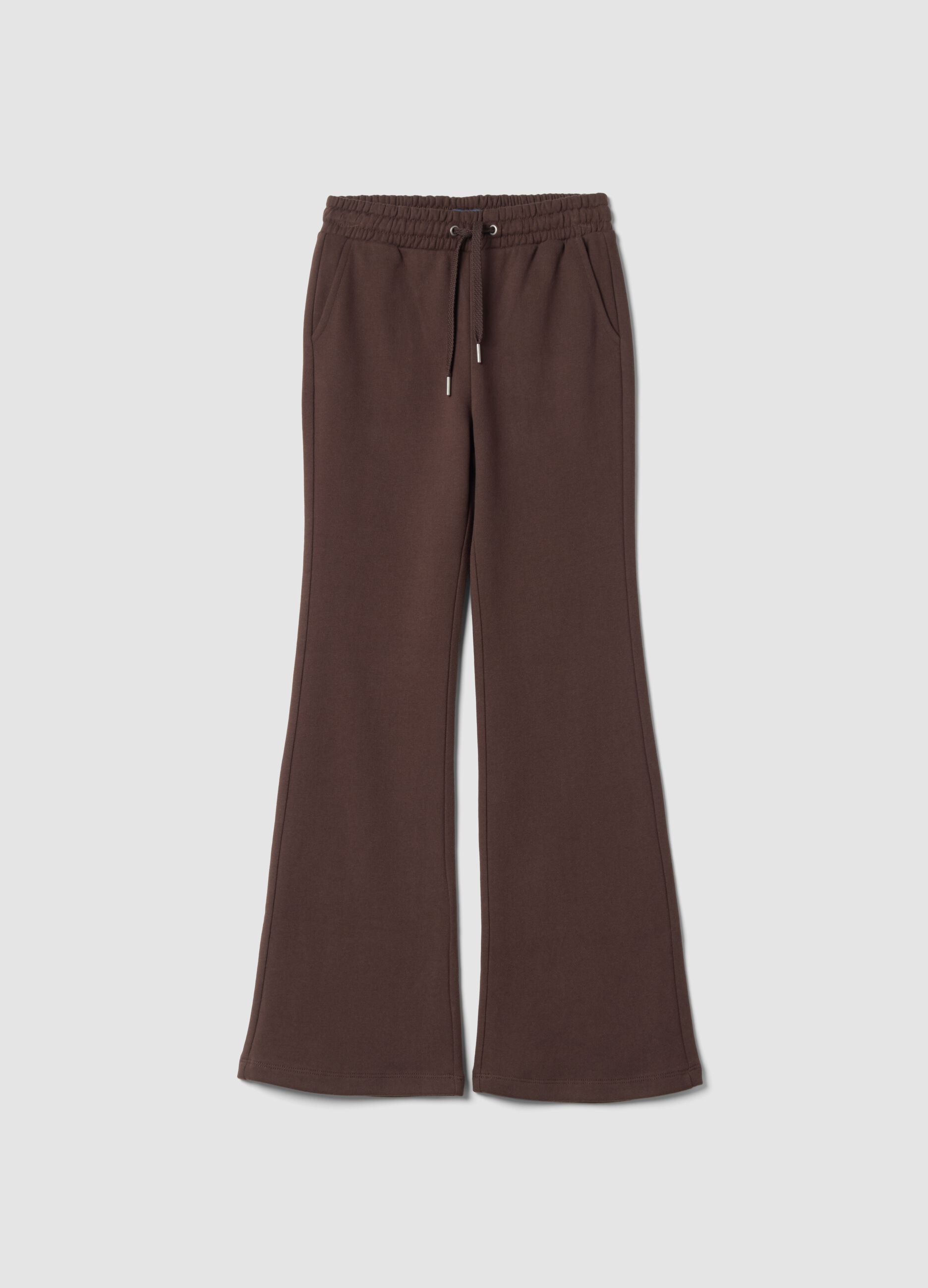 Pantaloni marroni flare in puro cotone organico