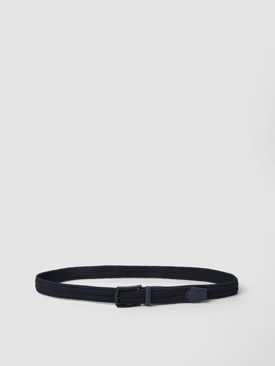 Blue braided belt with matte buckle_0