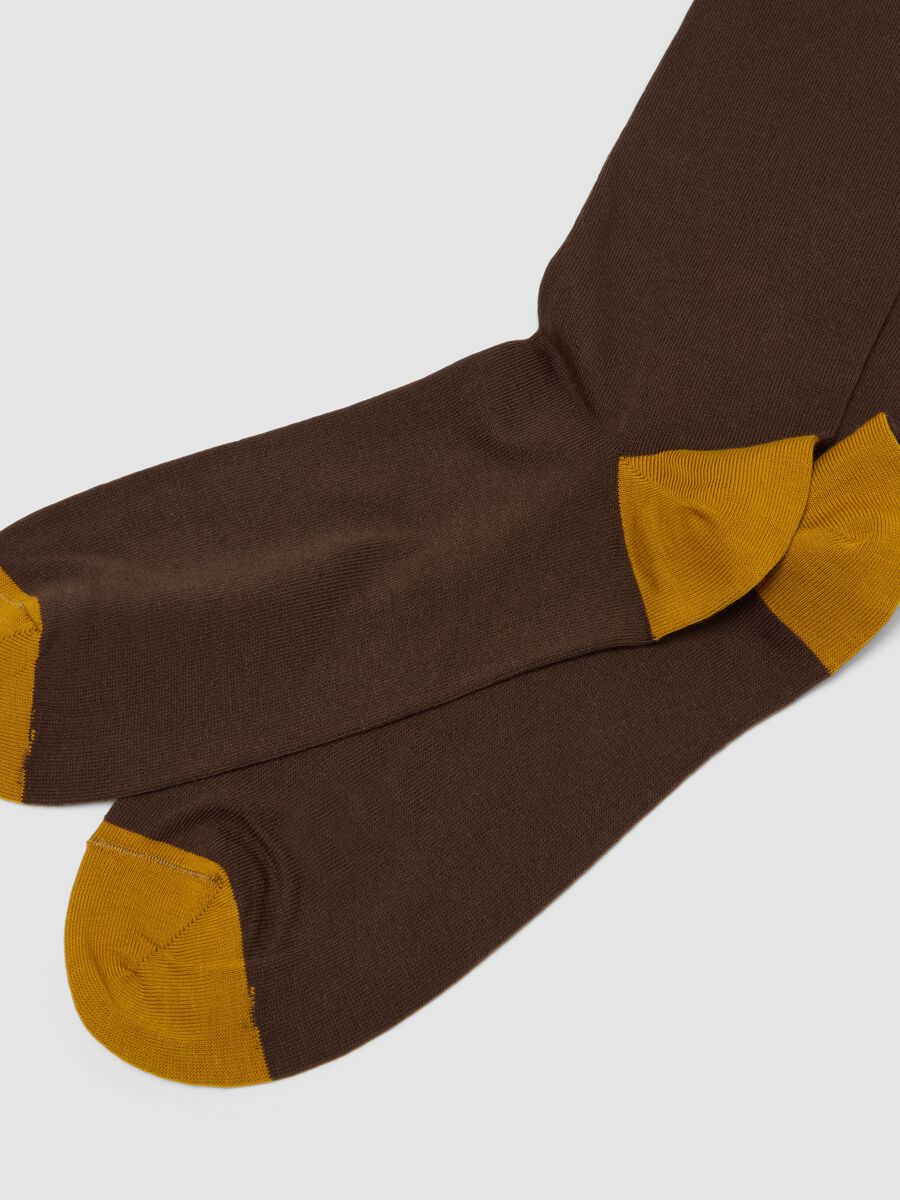 Brown long socks in stretch cotton_2