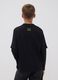 Black pure cotton crew-neck T-shirt with print_2