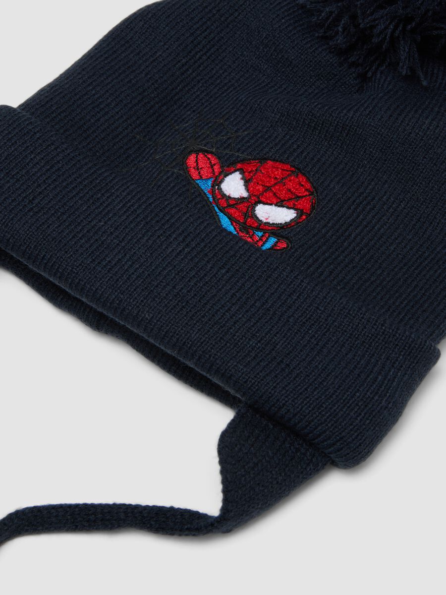 Blue knitted hat with pompom and ties &ndash; MARVEL Spider-Man theme_2