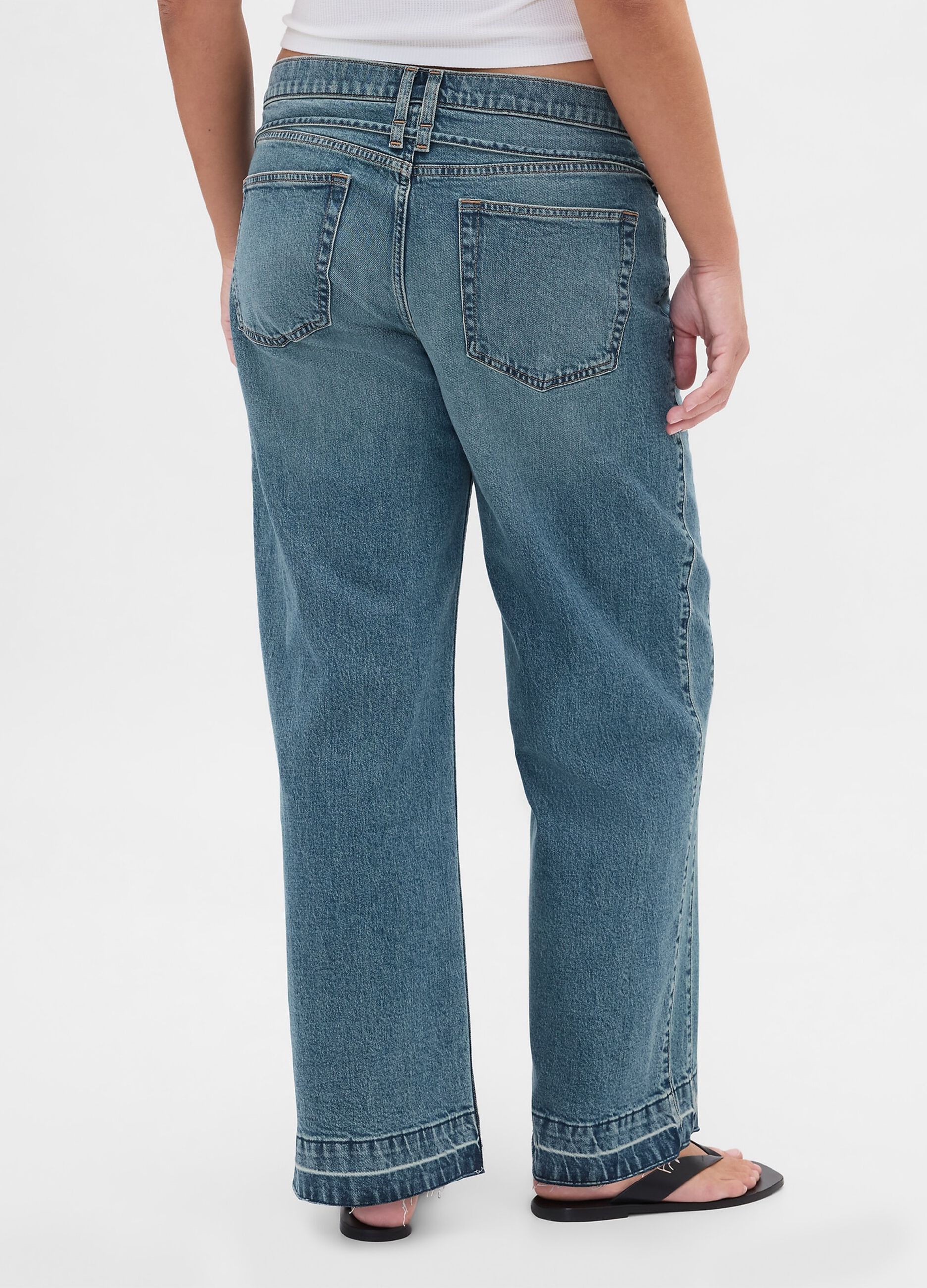 Blue Wide-Leg Denim Trousers