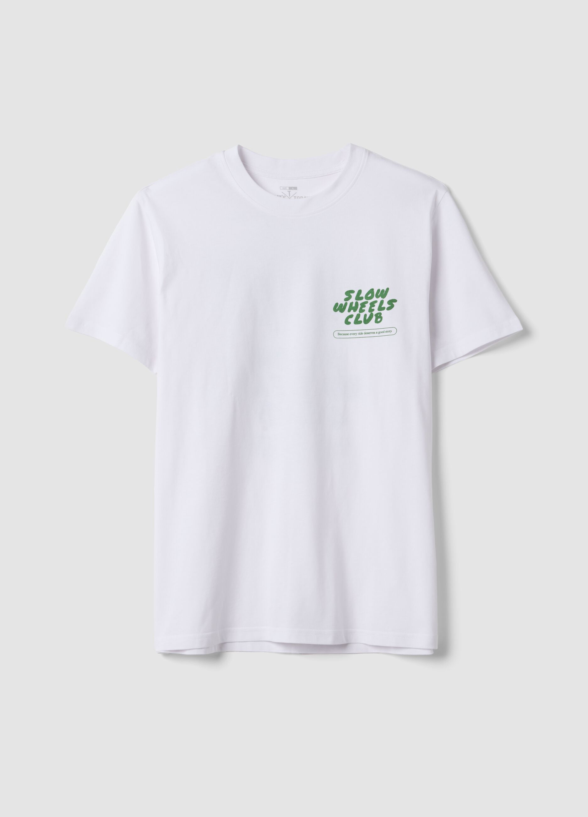 تيشيرت أبيض من قطن خالص بطبعة وقصّة عادية