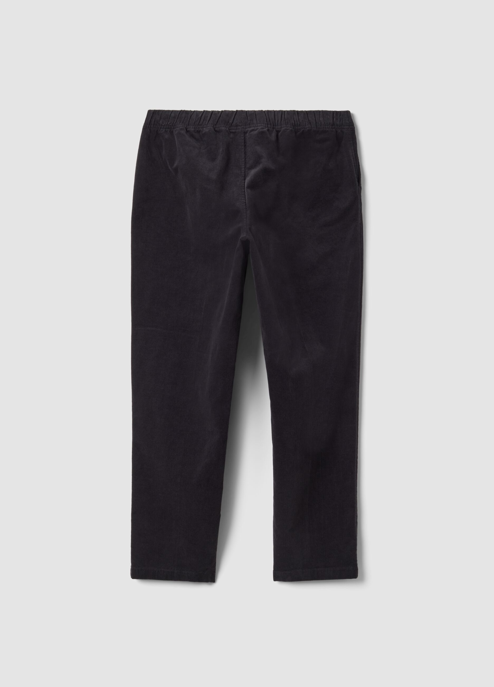 Pantaloni blu in cotone elasticizzato wide leg