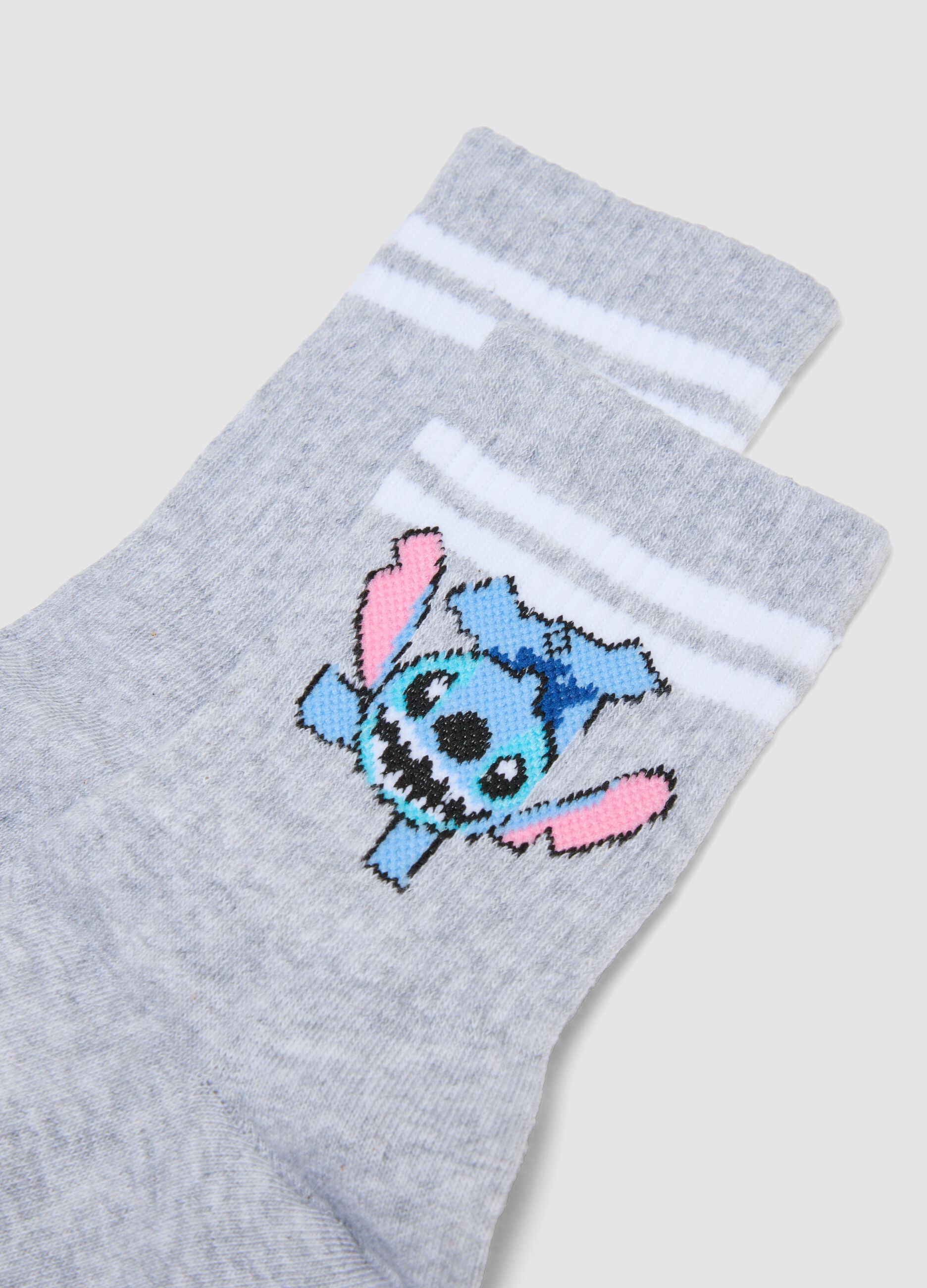 3-pack of multicolour mid-calf socks in stretch organic cotton with Stitch print