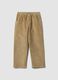Beige ribbed relaxed-fit joggers in stretch cotton_0