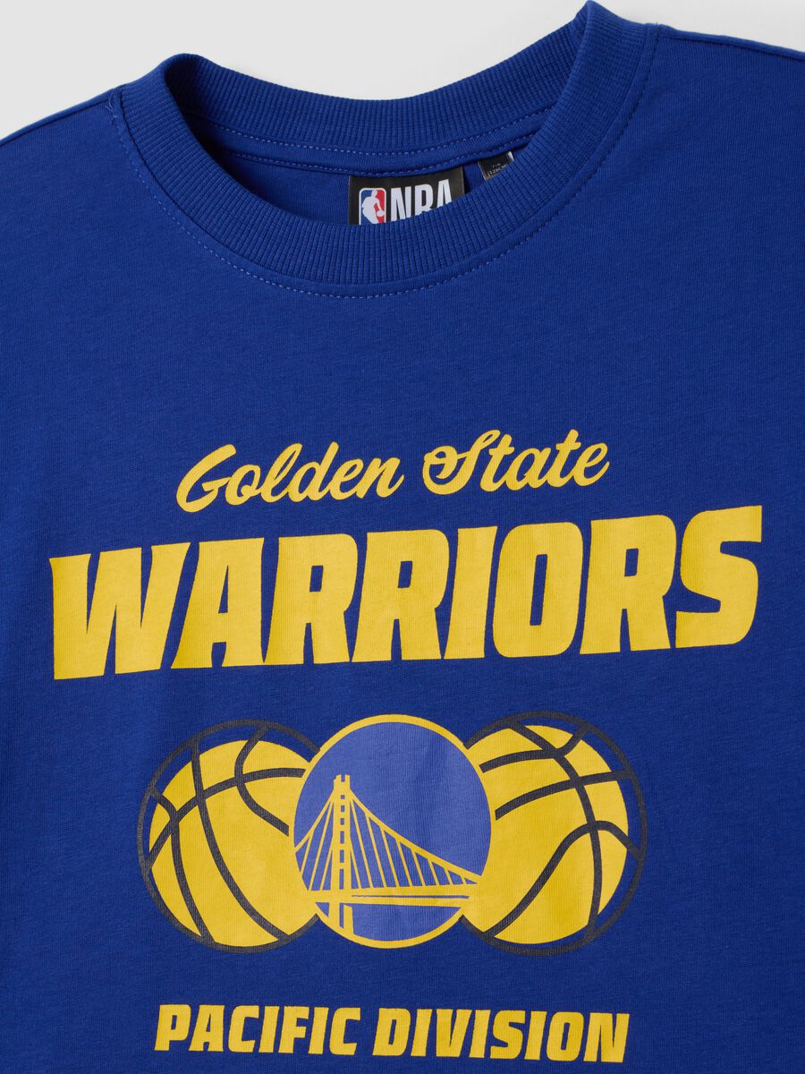 Blue pure cotton T-shirt with basketball print_2
