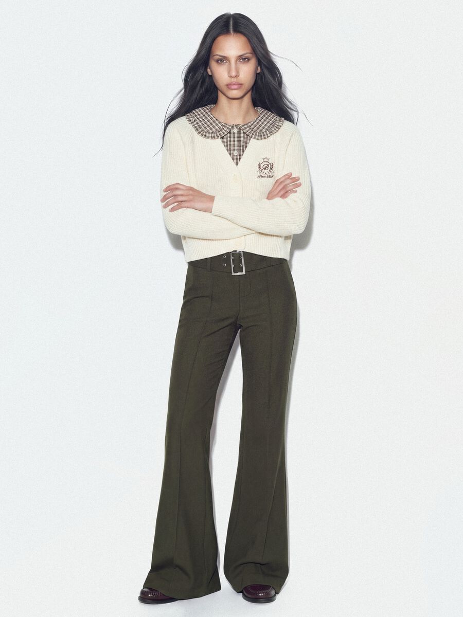 Pantaloni verdi in viscosa elasticizzata slim fit_0