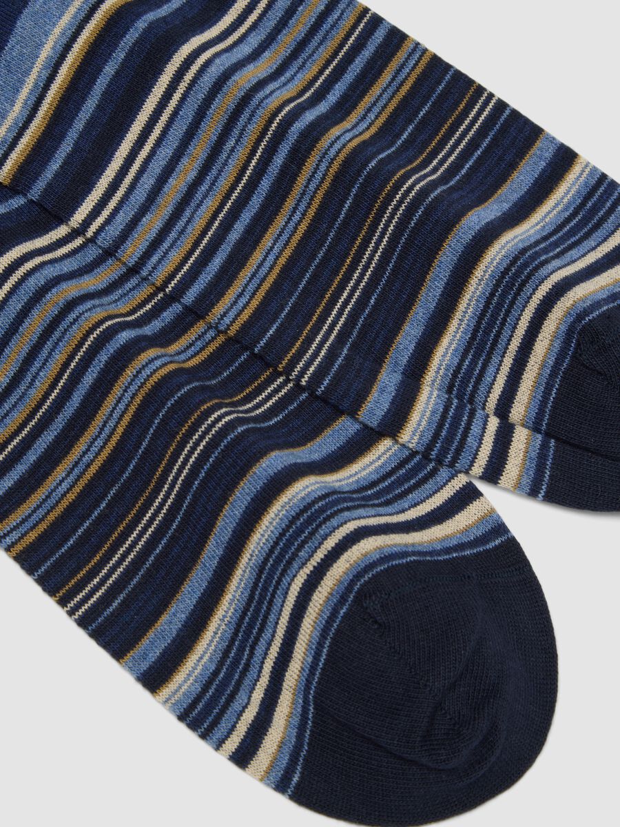 Blue striped knee-high socks in stretch cotton_2