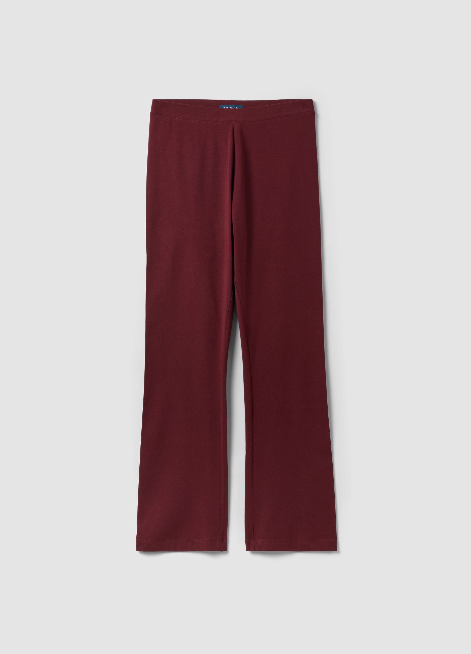 Red flared leggings in stretch cotton