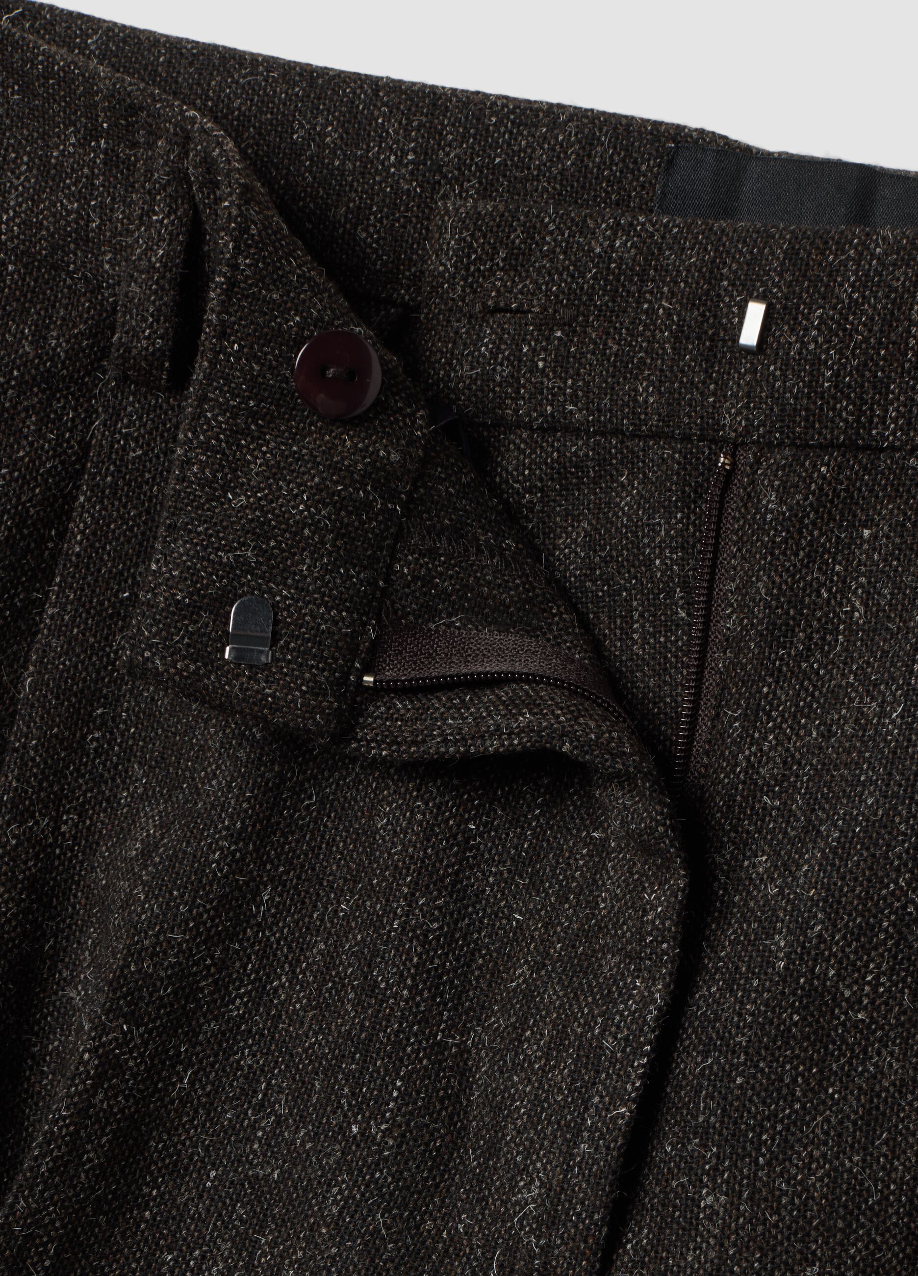 Brown wool and viscose-blend straight-leg trousers