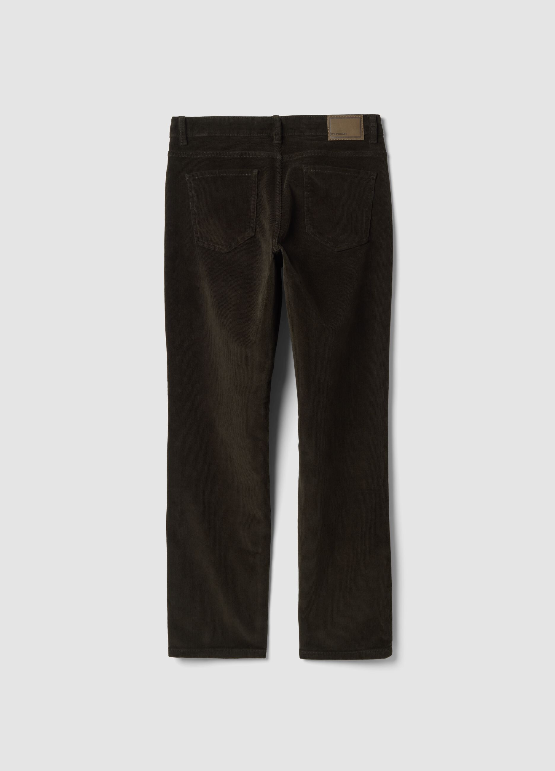 Pantaloni verdi in cotone elasticizzato a coste regular fit