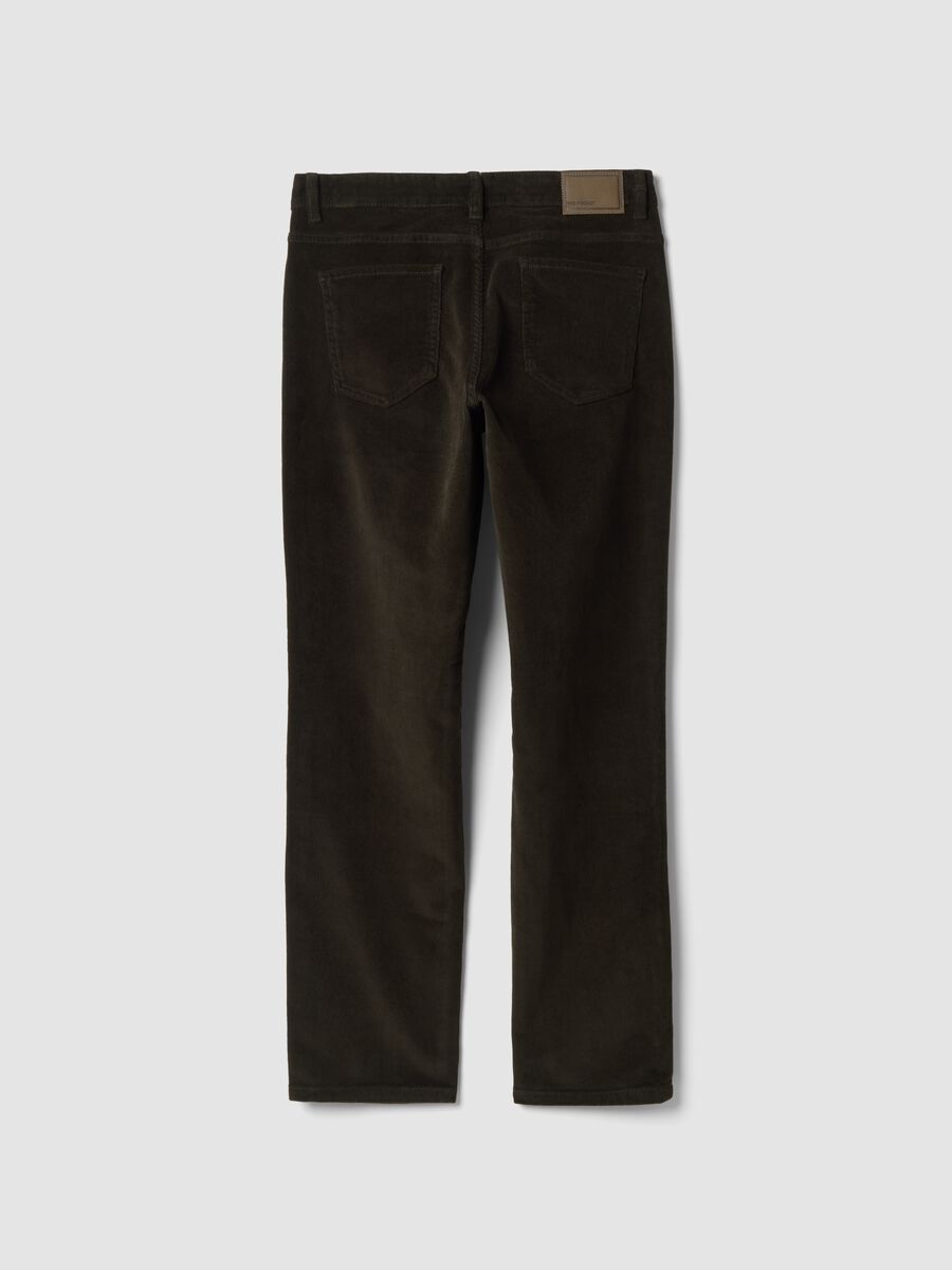 Pantaloni verdi in cotone elasticizzato a coste regular fit_2