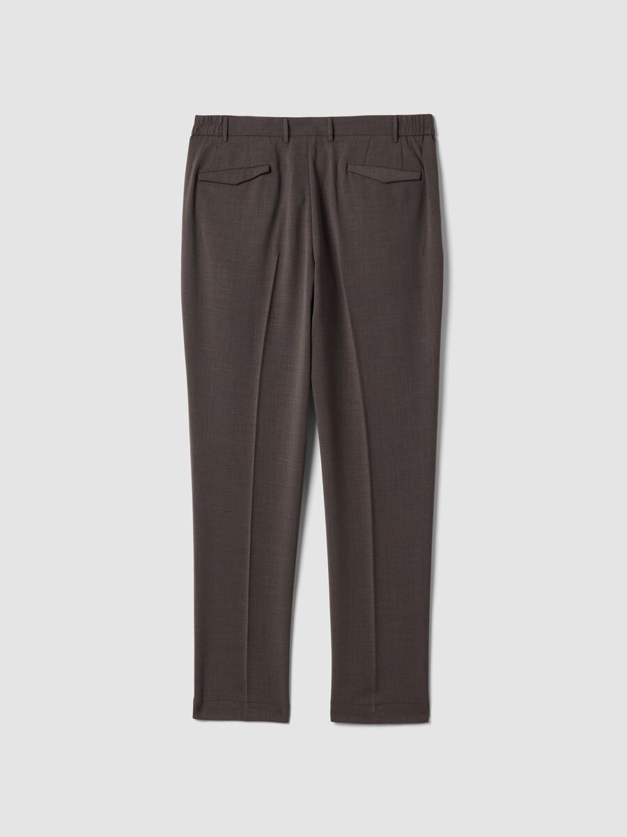 Brown slim-fit stretch viscose trousers_2