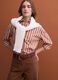 Brown striped pure cotton poplin shirt, regular fit_0