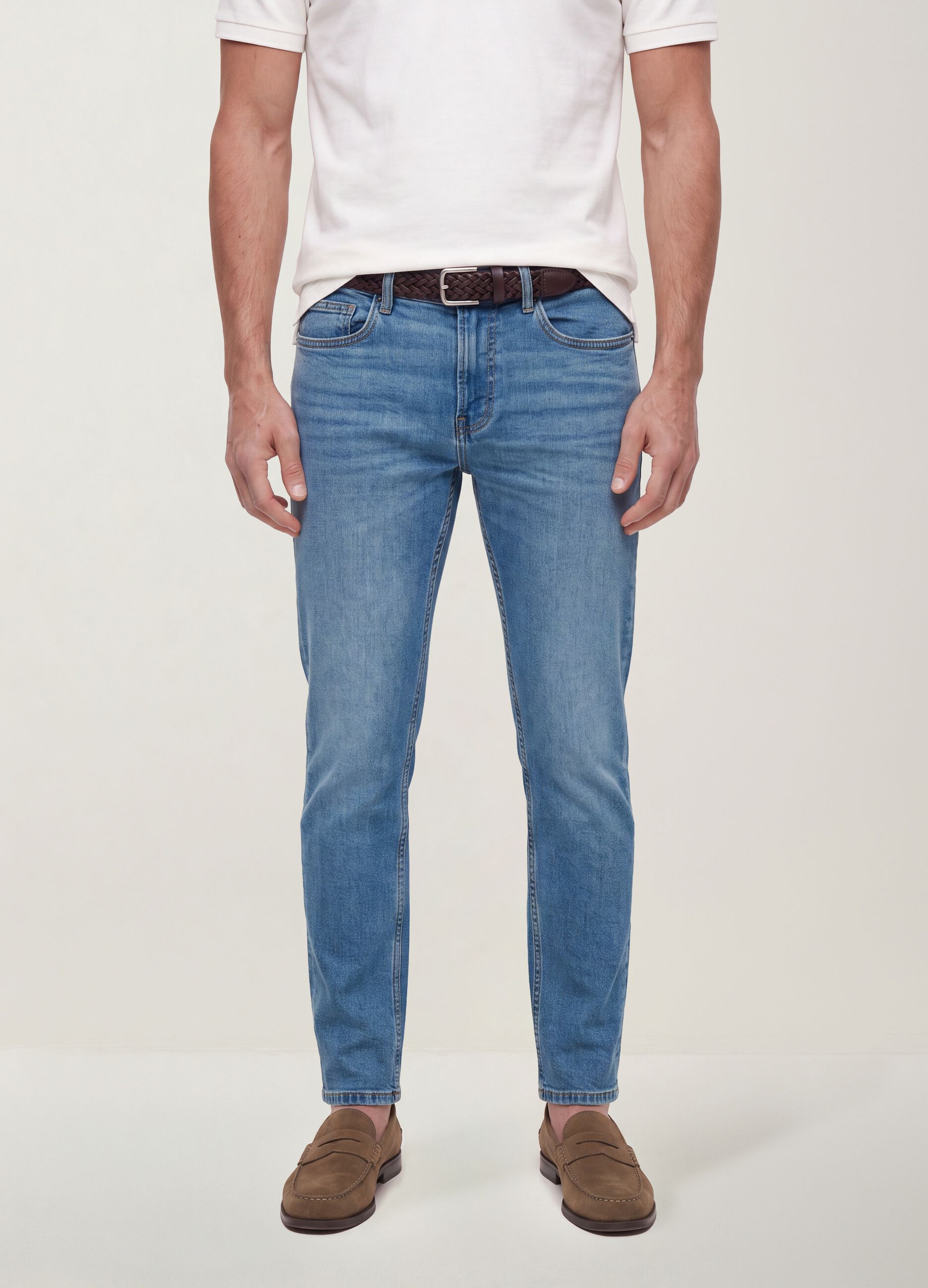 Blue slim-fit stretch cotton jeans
