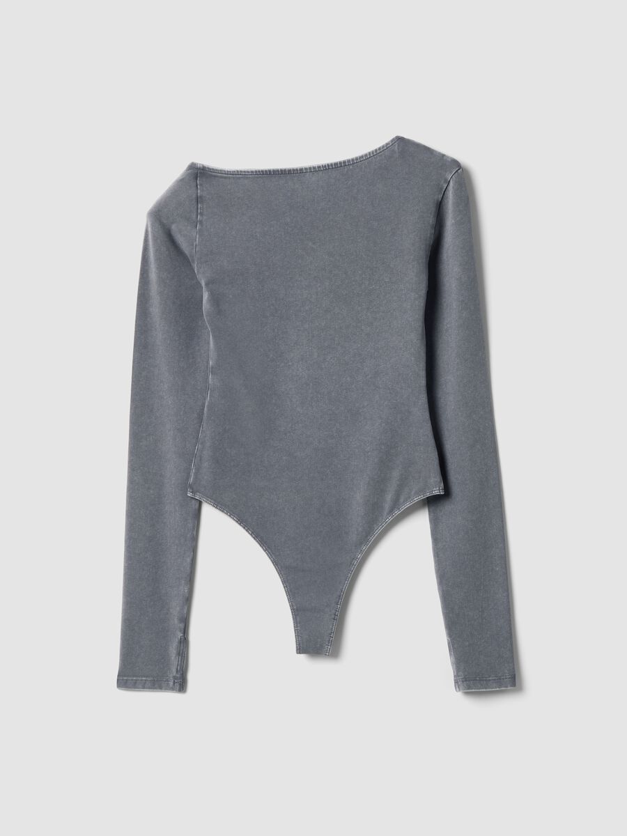 Asymmetrical Bodysuit Washed Grey_5