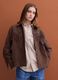 Blazer marrone in misto lana e viscosa con frange applicate_0