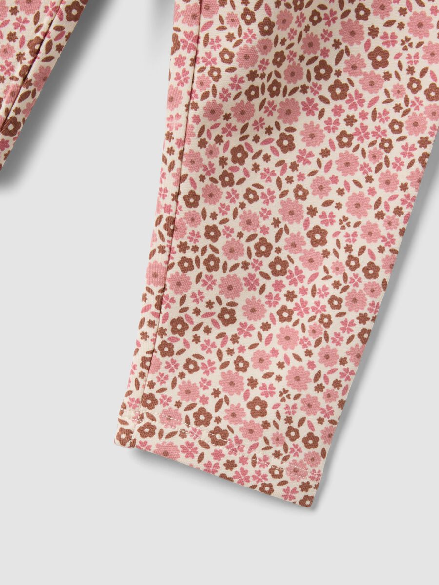 Pink floral stretch cotton leggings_3
