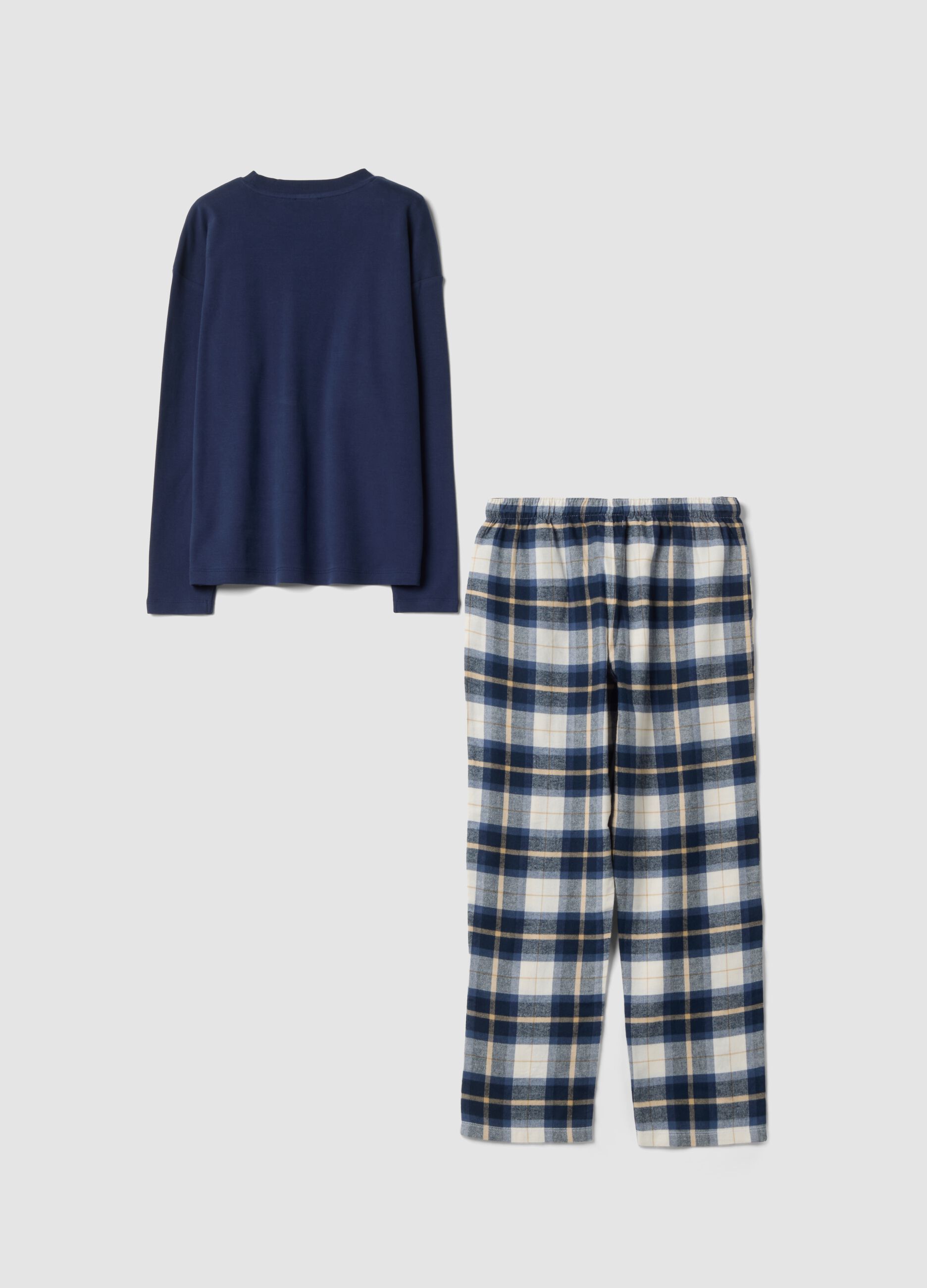 Blue and white checked pyjamas in pure organic cotton