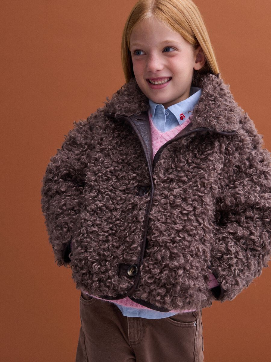 Grey teddy jacket with buttons_0