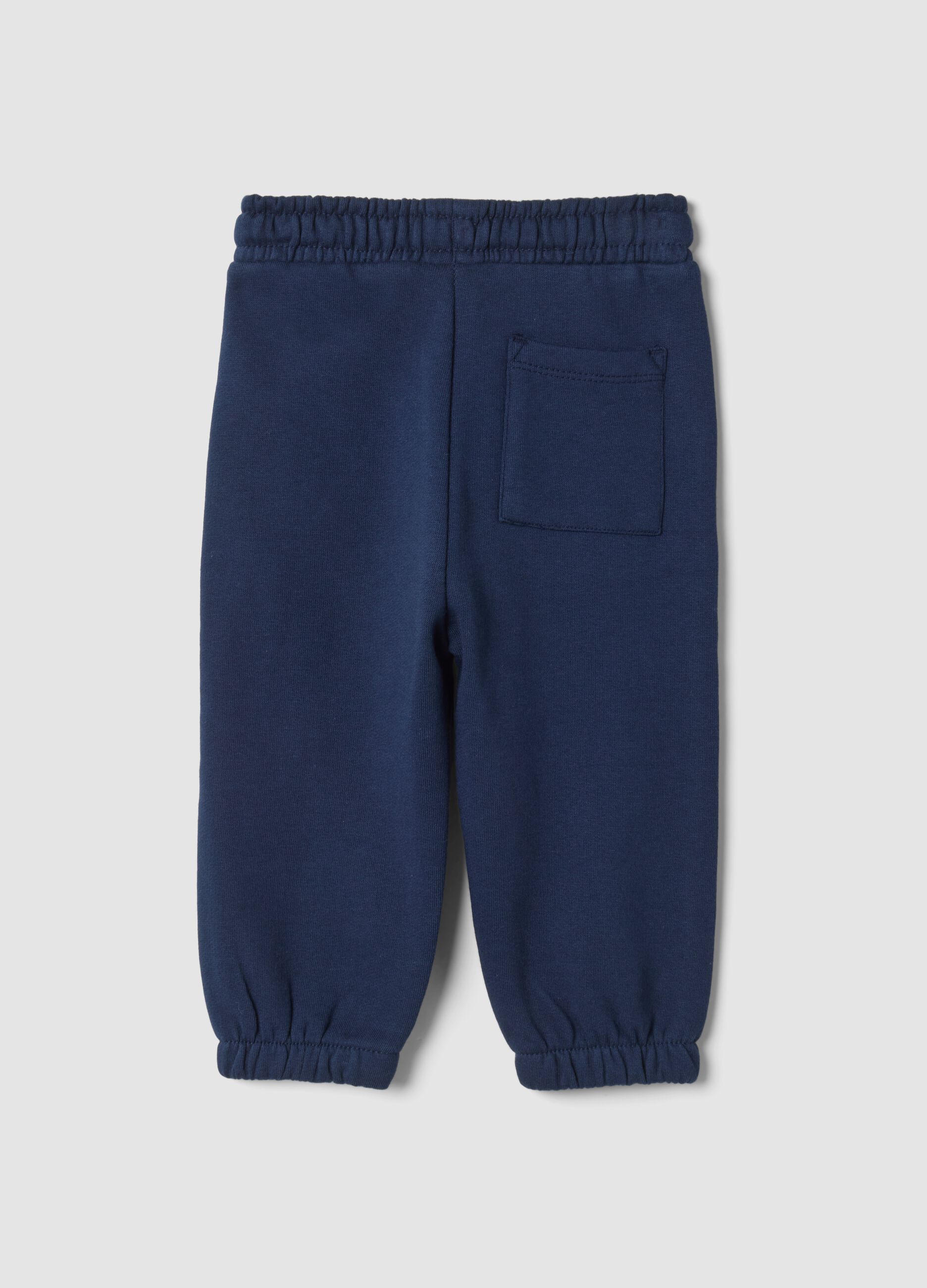 Midnight blue pure cotton oversized joggers with animal print