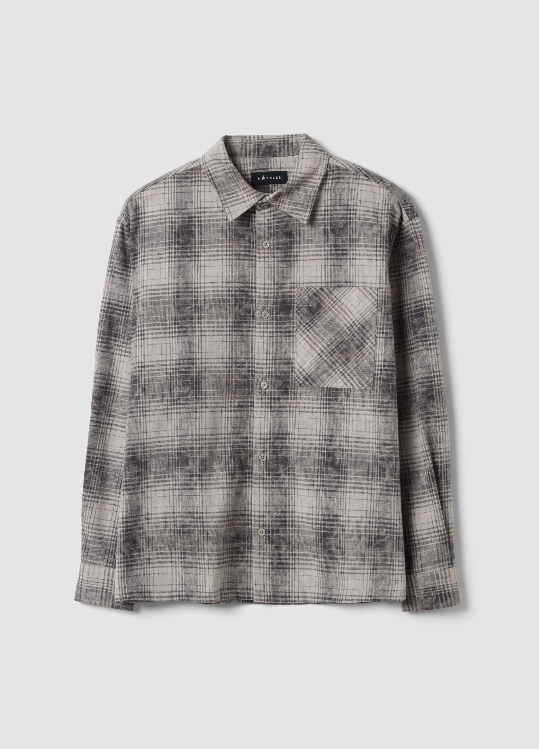 Camicia grigia a quadri in puro cotone