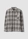 Camicia grigia a quadri in puro cotone_0