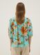 Blue pure cotton blouse with floral print_3