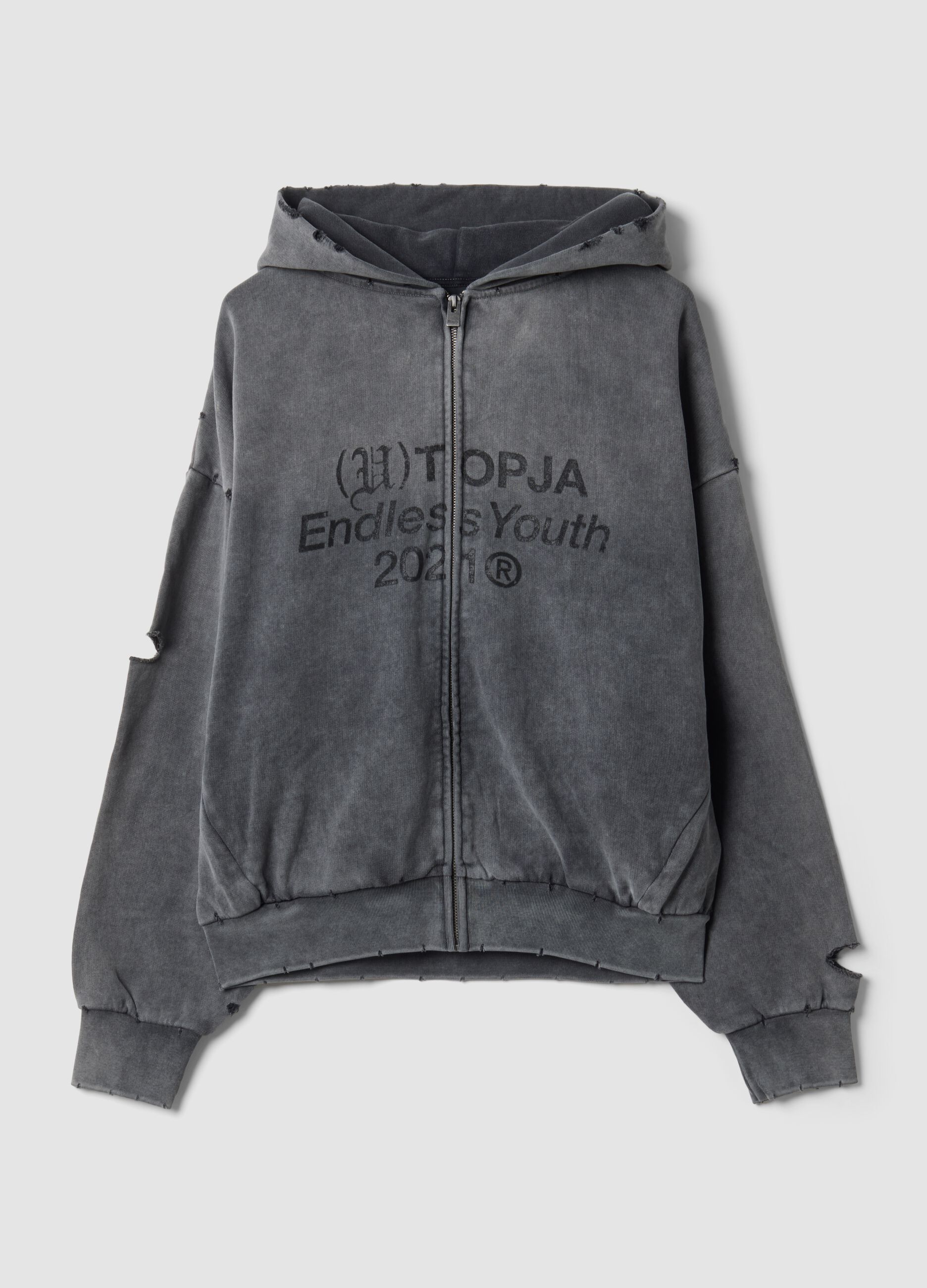 Full-zip Hoodie Sunfaded Grey