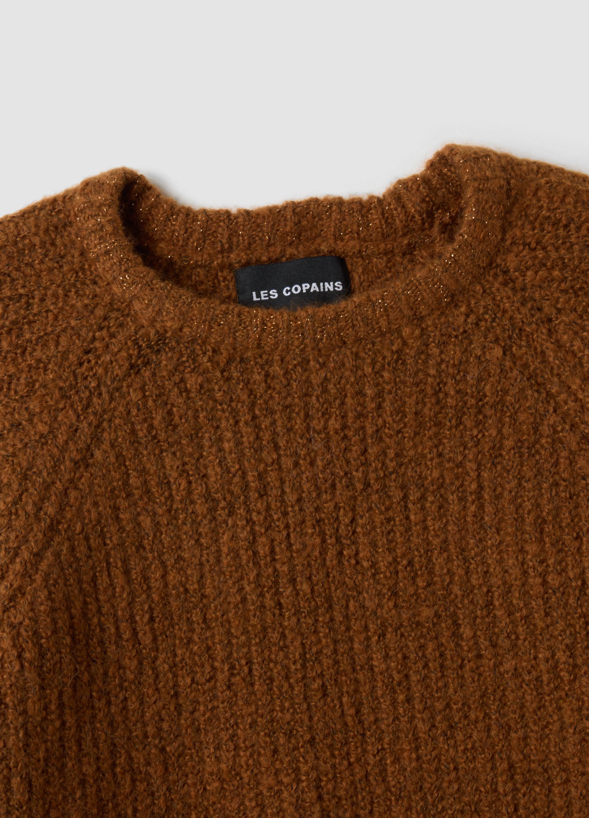 Brown regular-fit ribbed stretch-wool jumper