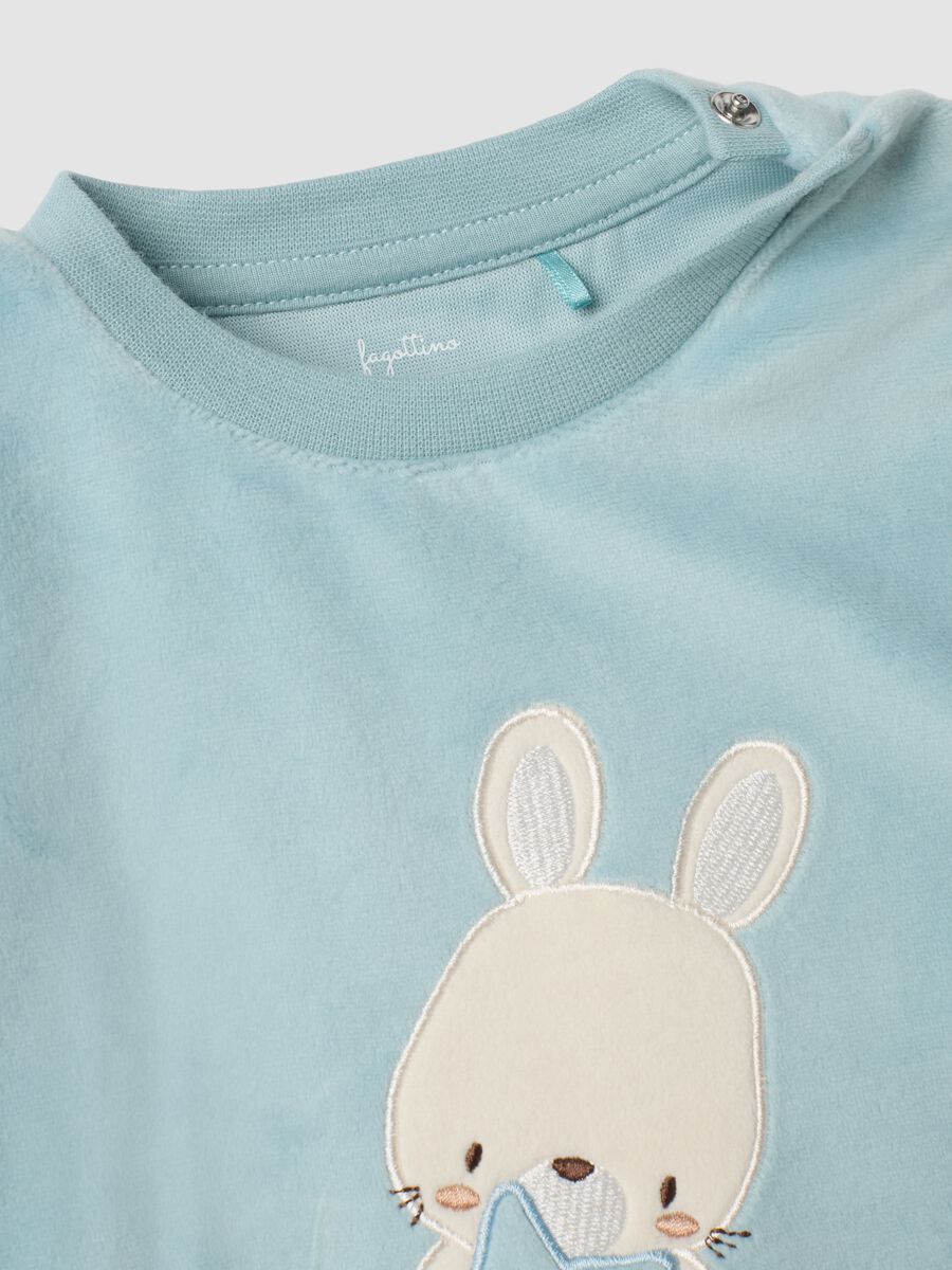Light blue crew-neck pyjamas with bunny print_2