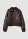 Brown viscose-blend jacket with zip_0