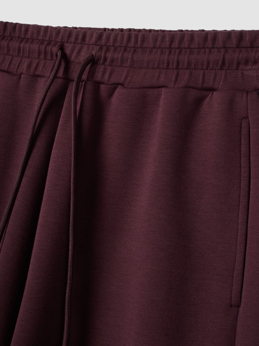 Purple wide-leg trousers in stretch modal with drawstring_1