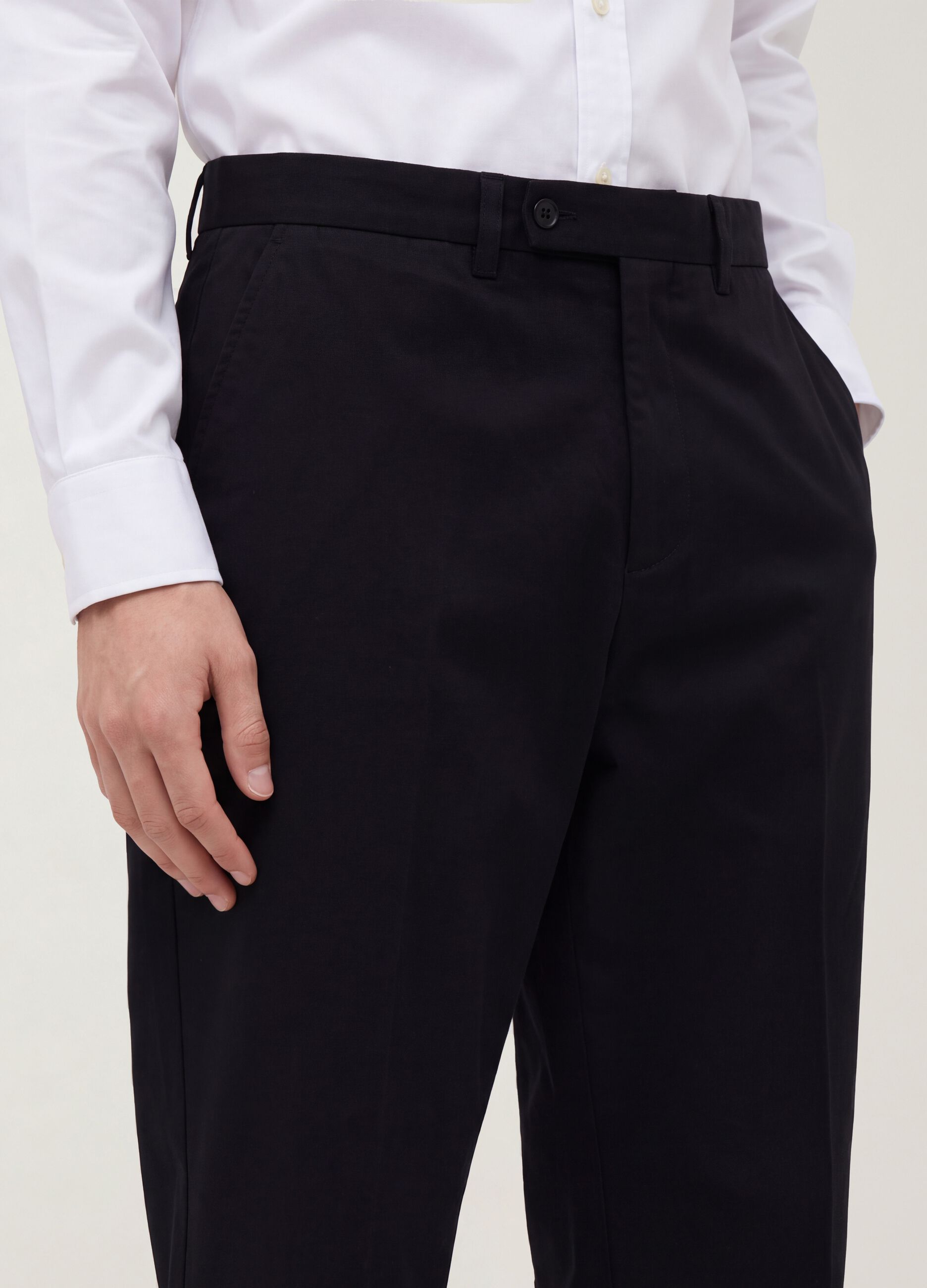Black pure cotton regular-fit chino trousers