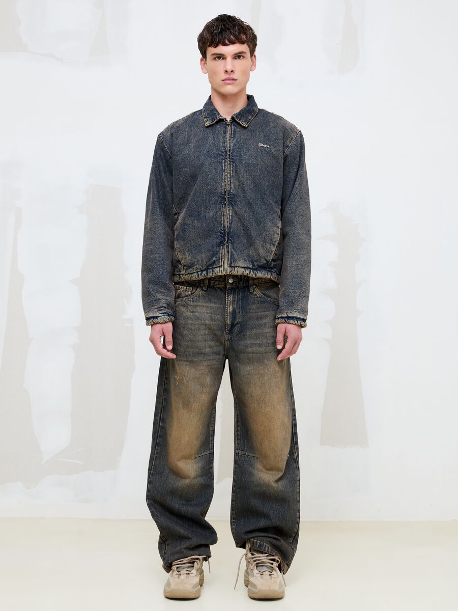 Vintage Dark Blue Padded Denim Jacket_2
