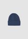Blue knitted beanie with cuff_0