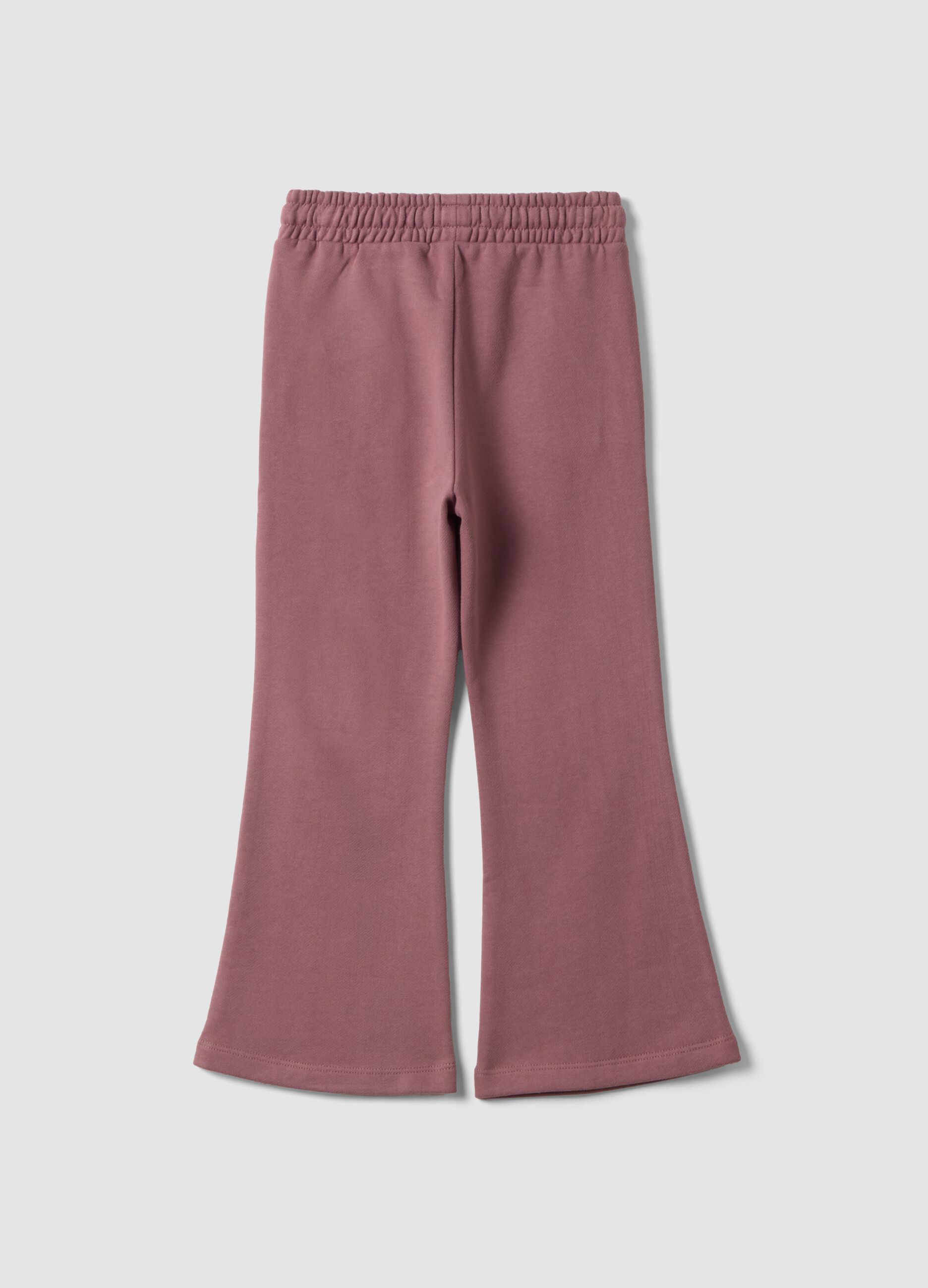Pantaloni viola in puro cotone organico con vita elastica