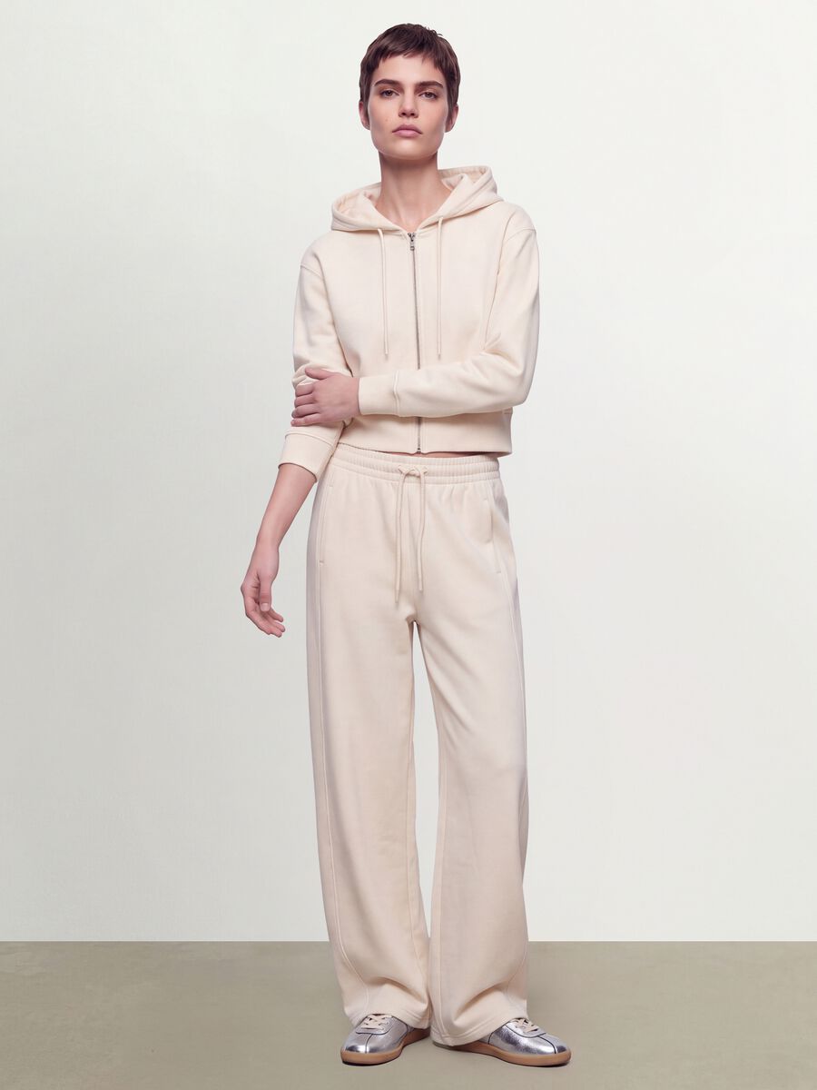 White cotton-blend barrel-fit joggers_0