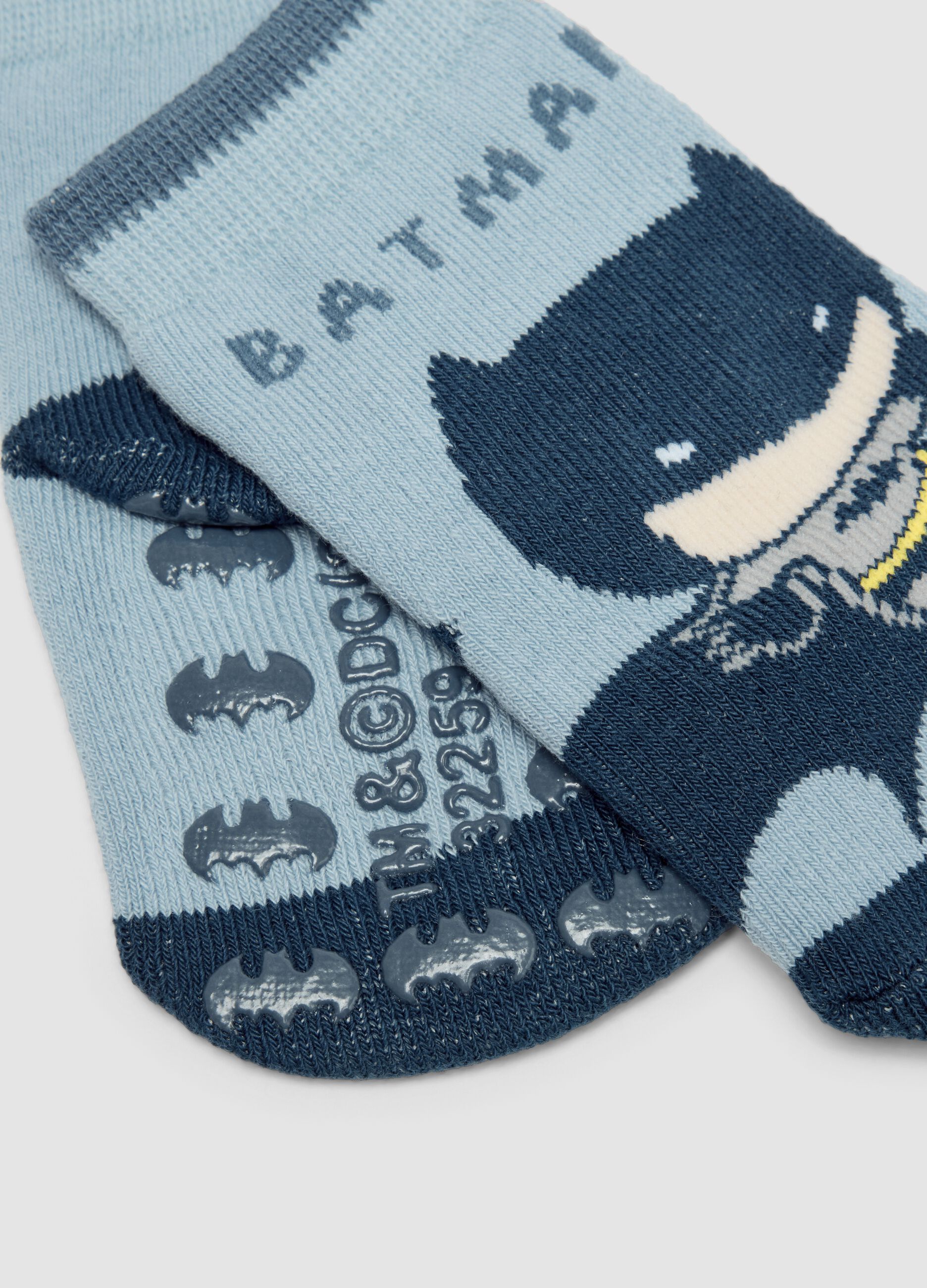 Bipack di calze antiscivolo in cotone organico elasticizzato con fantasia Batman