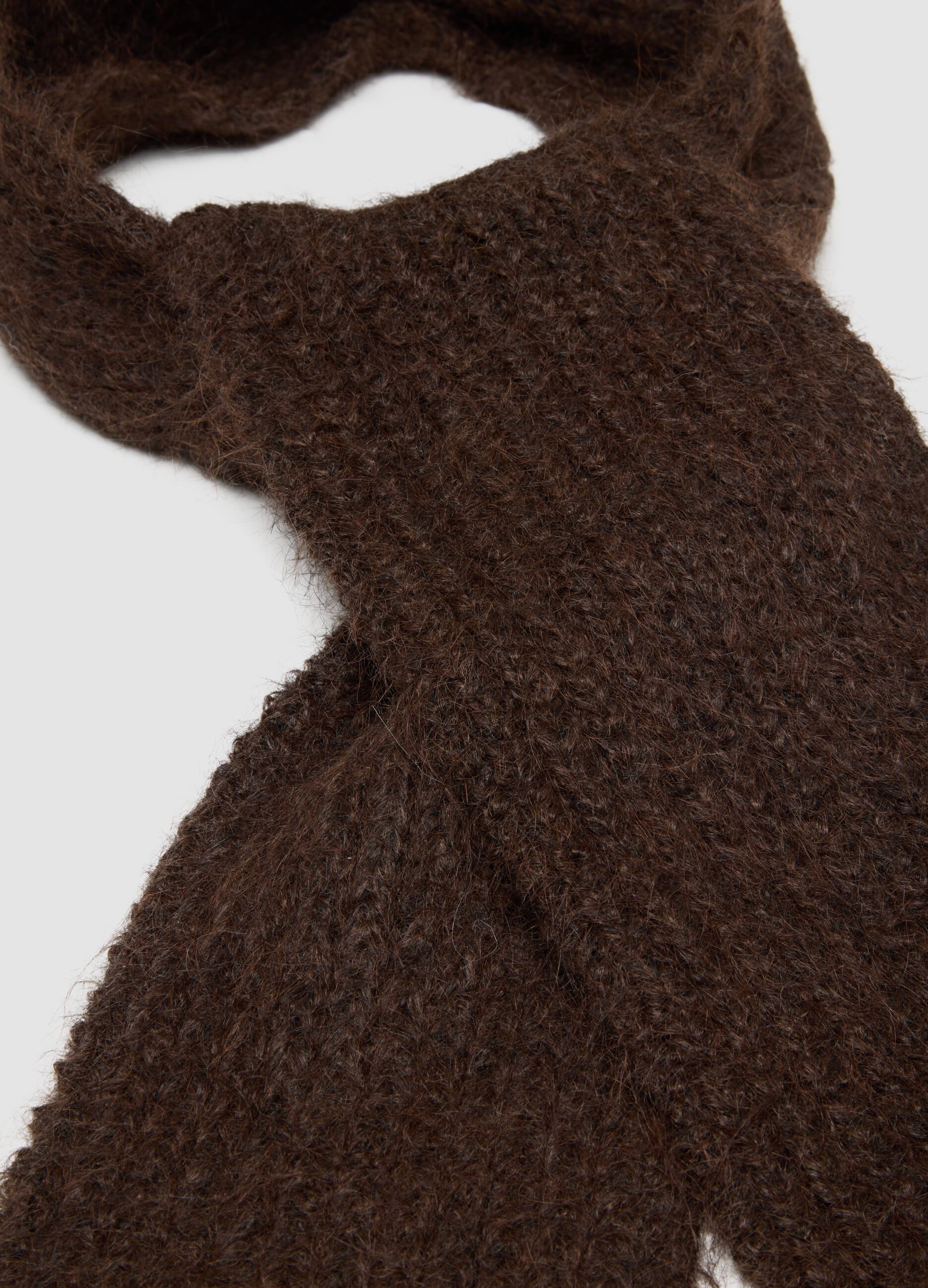 Brown Stretch Wool Scarf