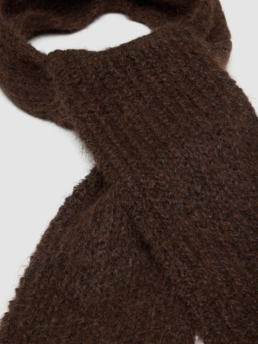 Brown Stretch Wool Scarf_1