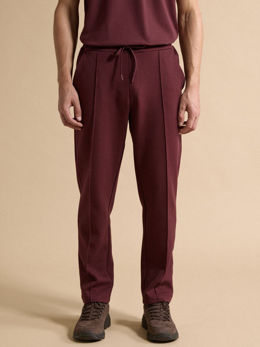 Red regular-fit stretch cotton trousers_1