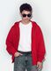 Red 100% cotton sweatshirt with oversized crew neck fit_0