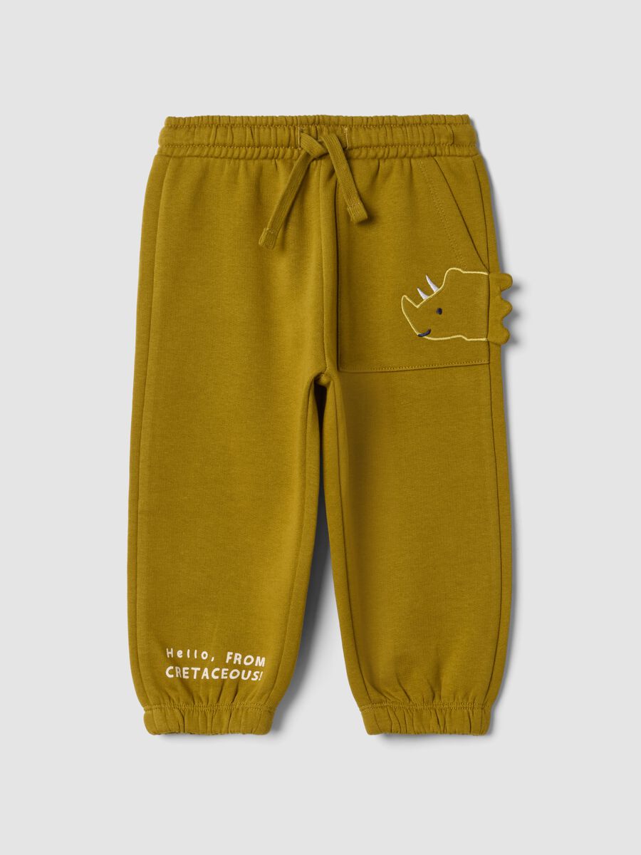Green pure cotton jogger trousers with pockets_0