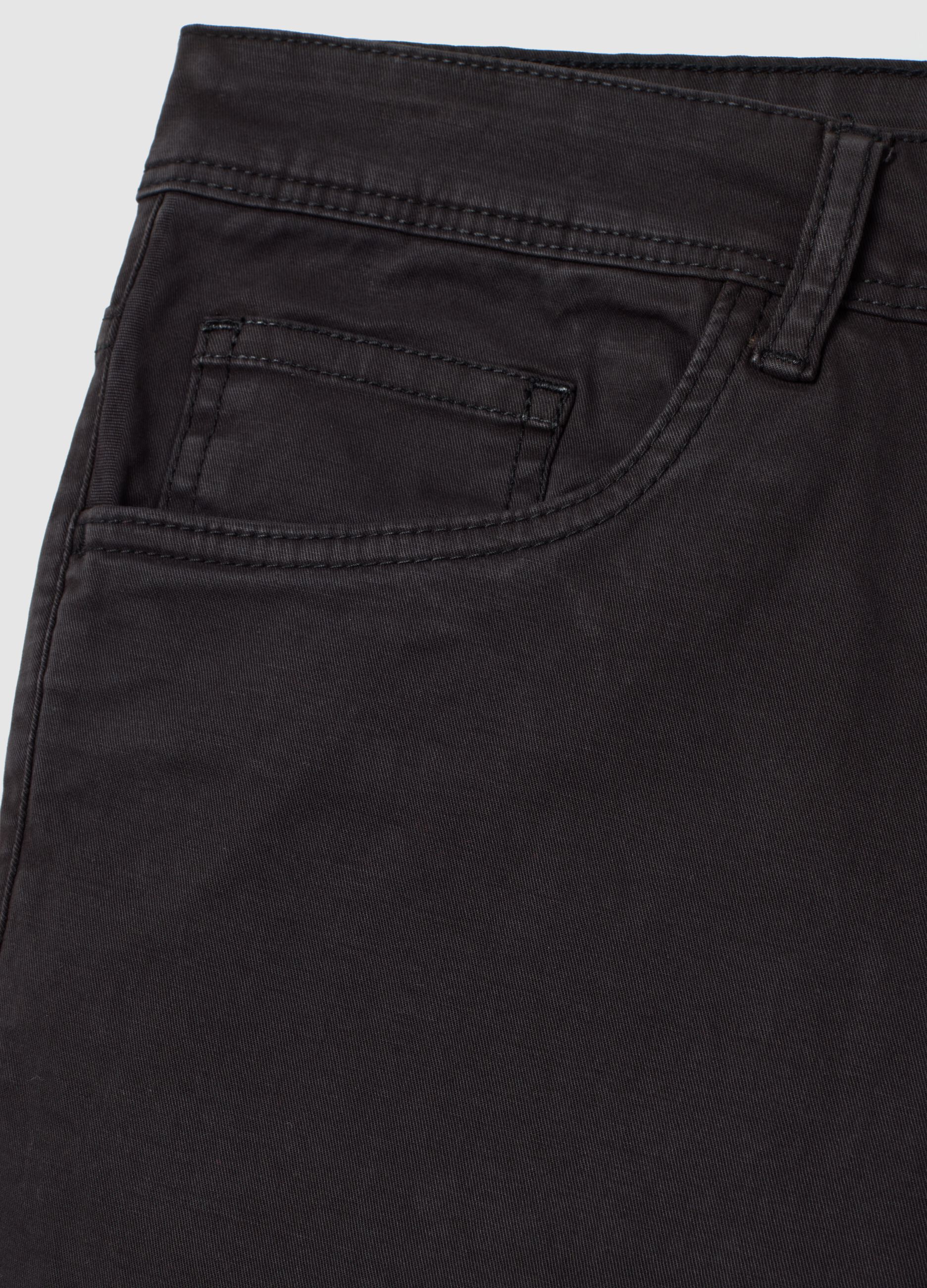 Black Stretch Cotton Skinny Fit Trousers