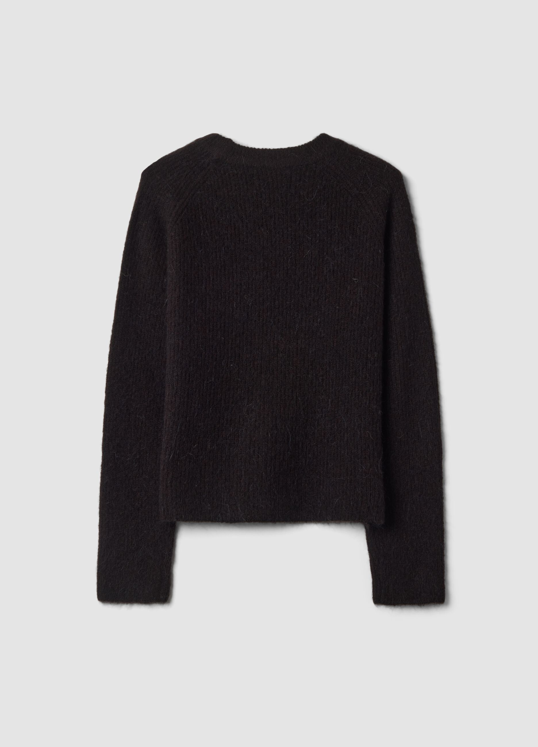 Brown crew-neck wool and alpaca-blend jumper, regular fit