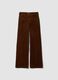 Pantaloni marroni in cotone elasticizzato a coste straight fit_0